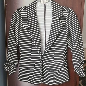 Striped Blazer black and white Charlotte Russe